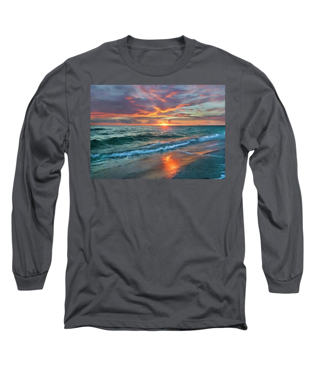 00546381 Long Sleeve T-Shirt featuring the photograph Sunset, Gulf Islands National Seashore, Florida by Tim Fitzharris