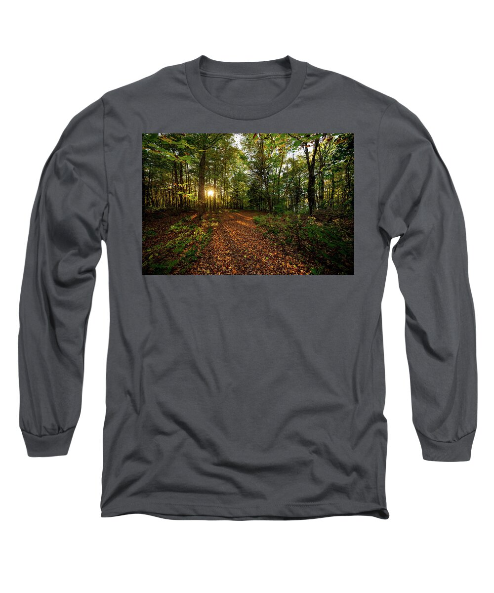 Sunset Long Sleeve T-Shirt featuring the photograph Sunset in the forrest #1381 by Michael Fryd