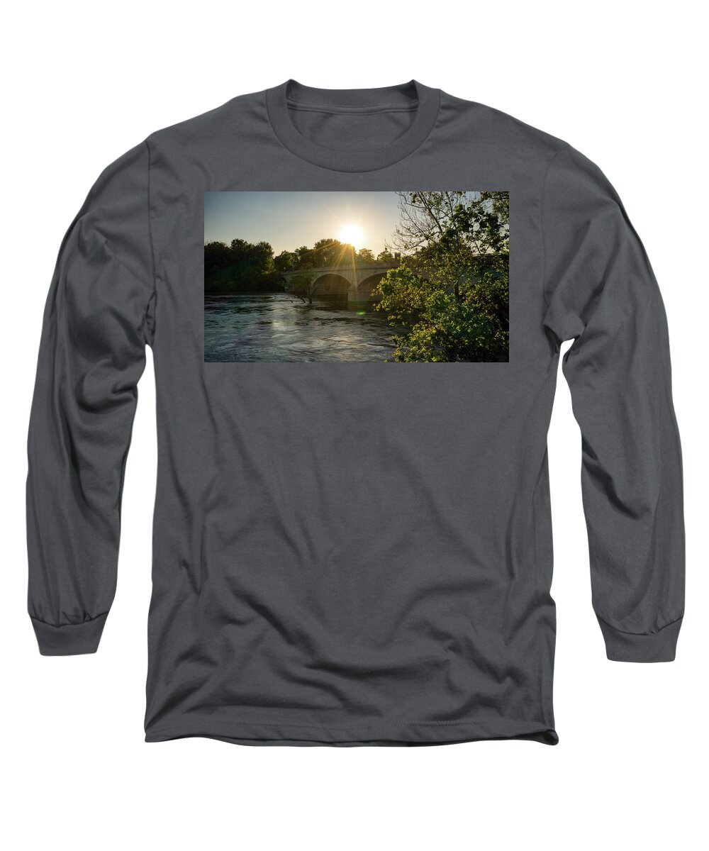 New York Long Sleeve T-Shirt featuring the photograph Sunset on Riverside Drive Bridge by Anthony Giammarino