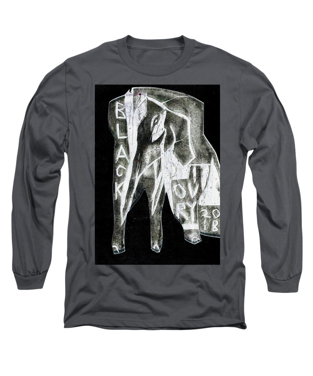Superimposed Long Sleeve T-Shirt featuring the relief Superimposed Elephant 5 by Edgeworth Johnstone