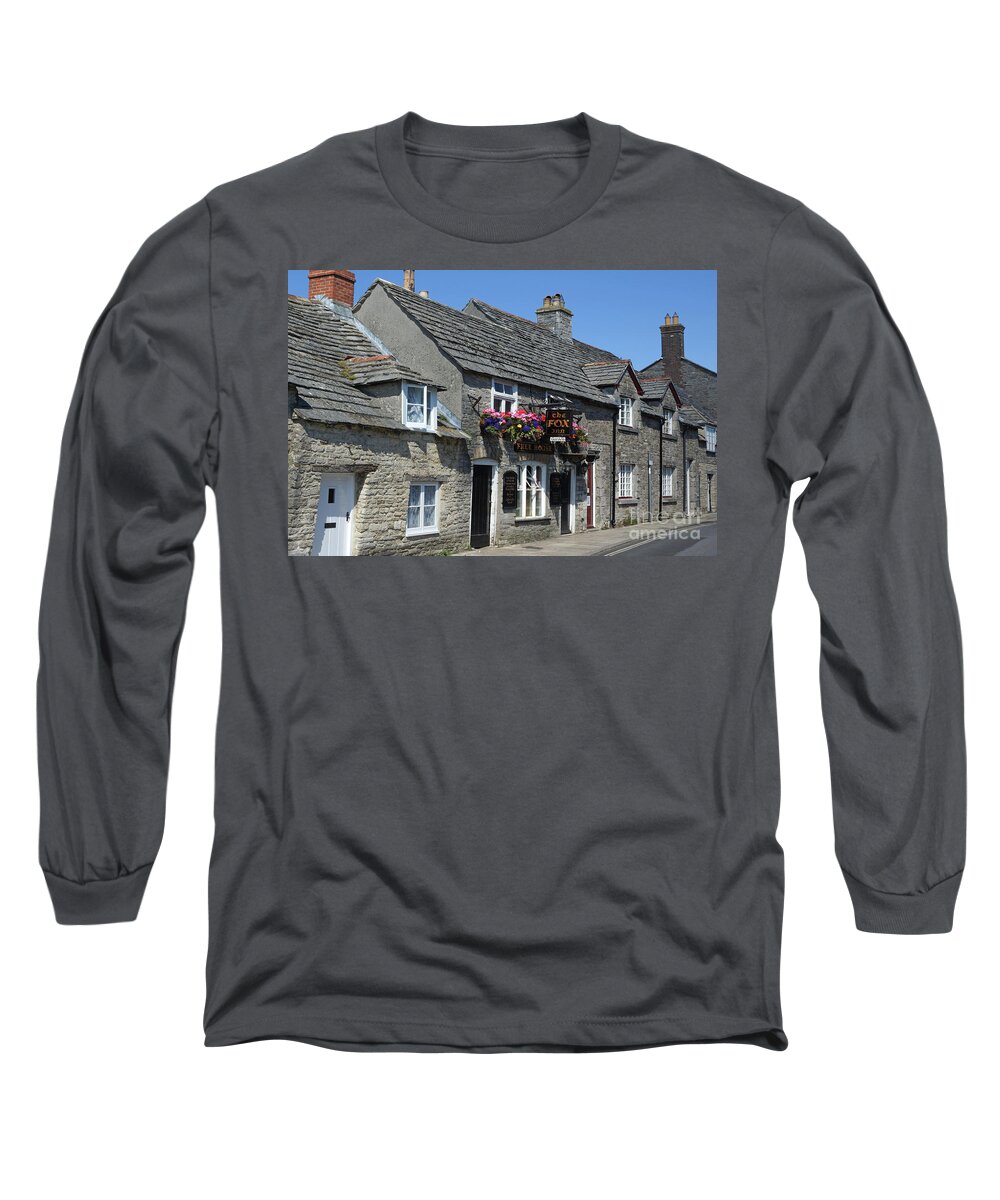 Fox Long Sleeve T-Shirt featuring the photograph The Fox Inn at Corfe Castle by David Birchall