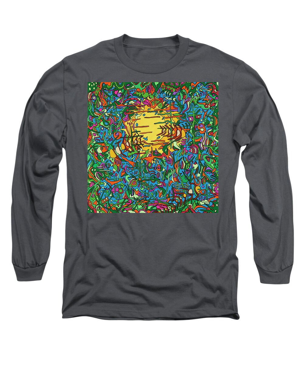 Pink Floyd Psychedelic Pop Art The Sun Long Sleeve T-Shirt featuring the painting The Great Gig in the Sky by Mike Stanko