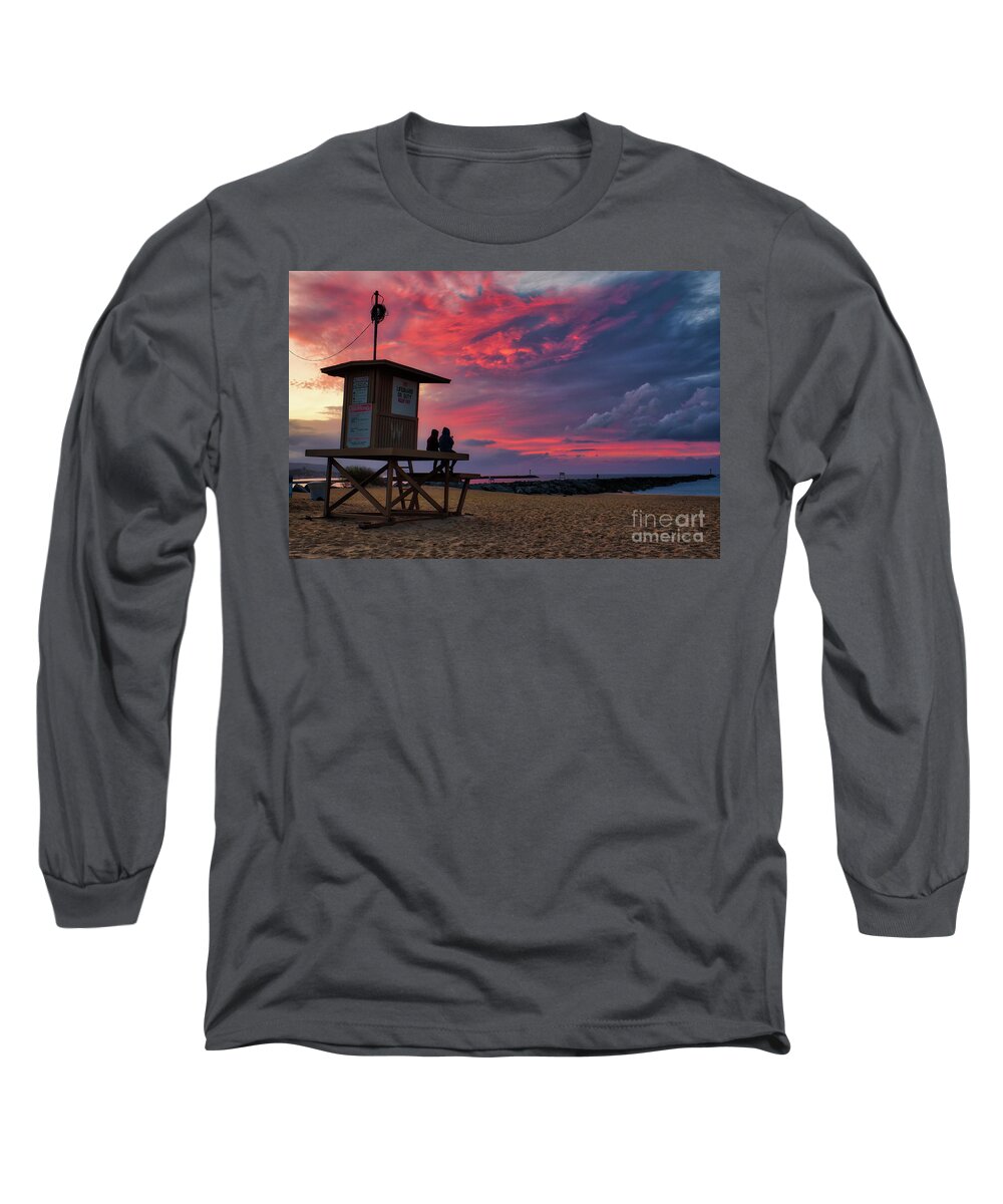 Last Long Sleeve T-Shirt featuring the photograph The Last Sunrise of 2018 At The Wedge by Eddie Yerkish