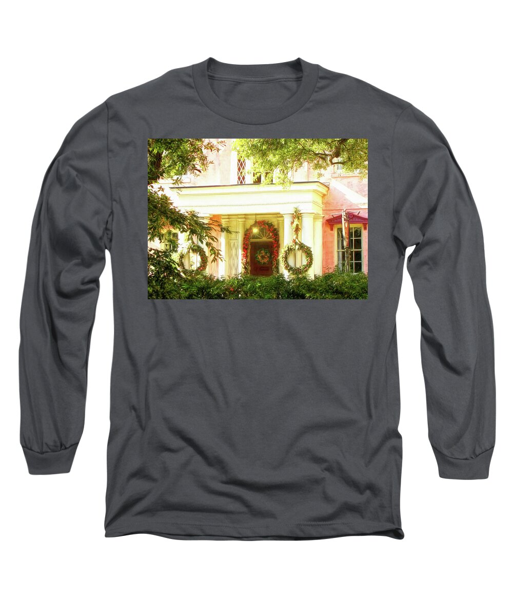 Architecture Long Sleeve T-Shirt featuring the photograph The Olde Pink House by Susan Hope Finley