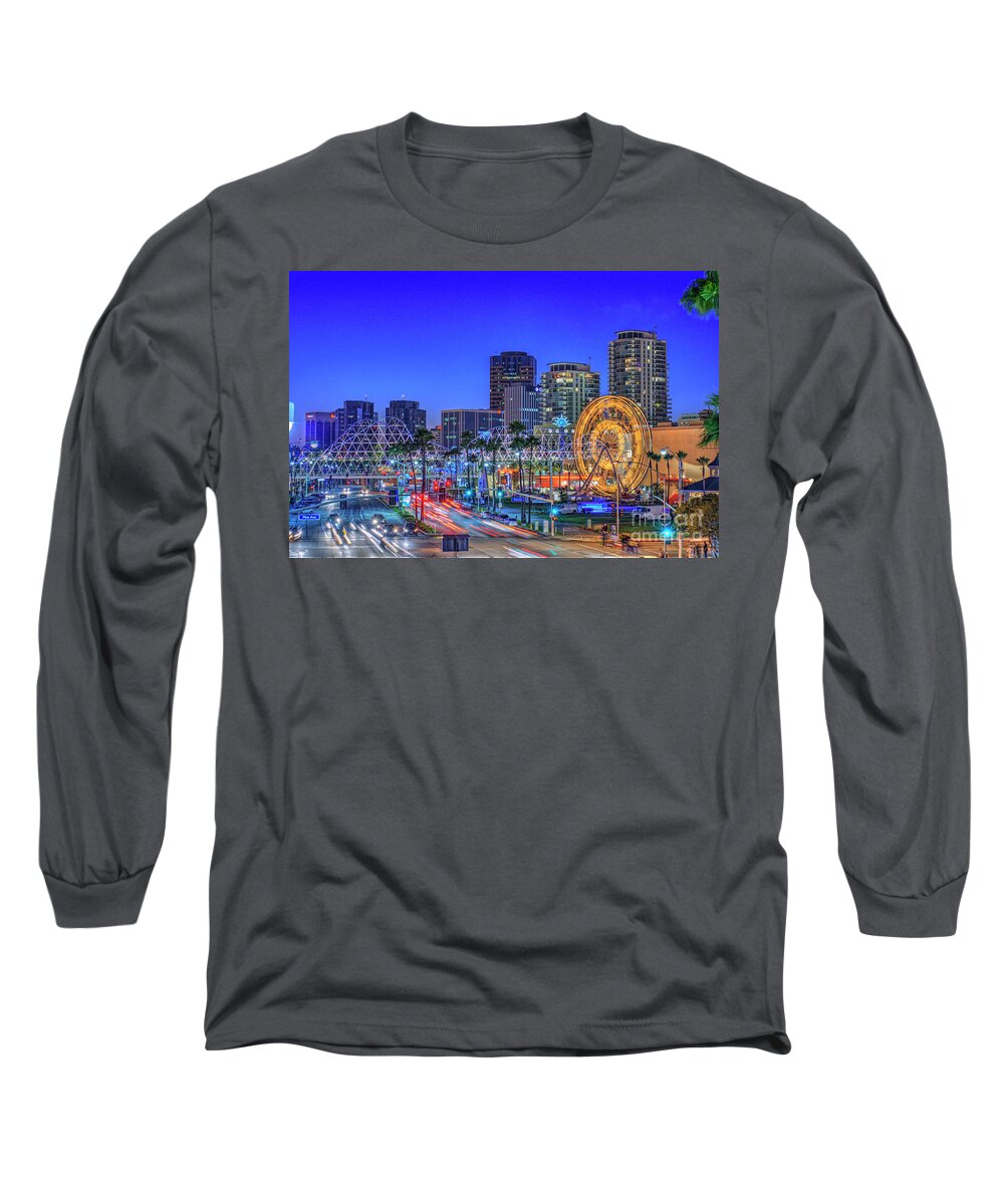Shoreline Village Long Sleeve T-Shirt featuring the photograph The Pike Amusements Long Beach by David Zanzinger