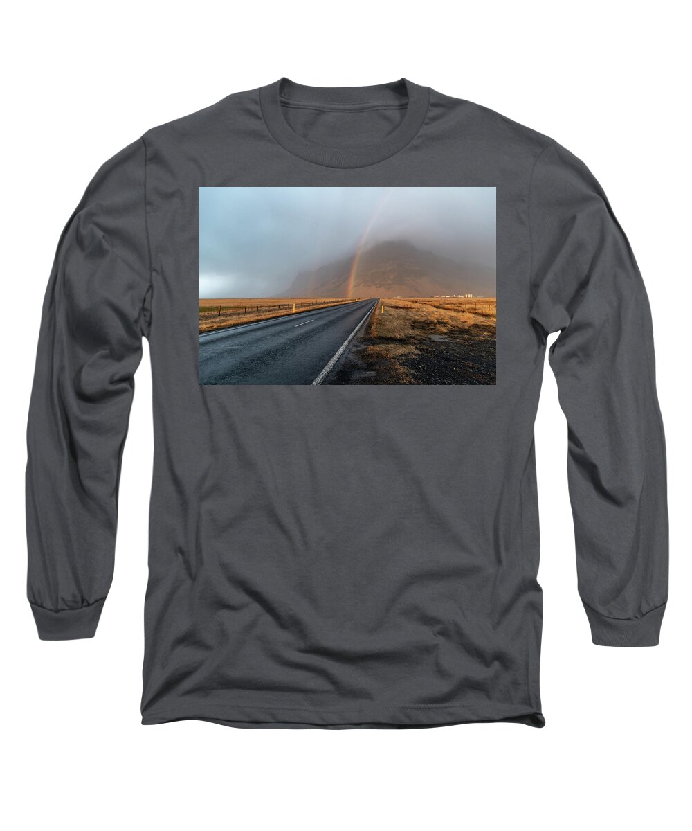 Iceland Long Sleeve T-Shirt featuring the photograph The Rainbow Road by Mark Hunter
