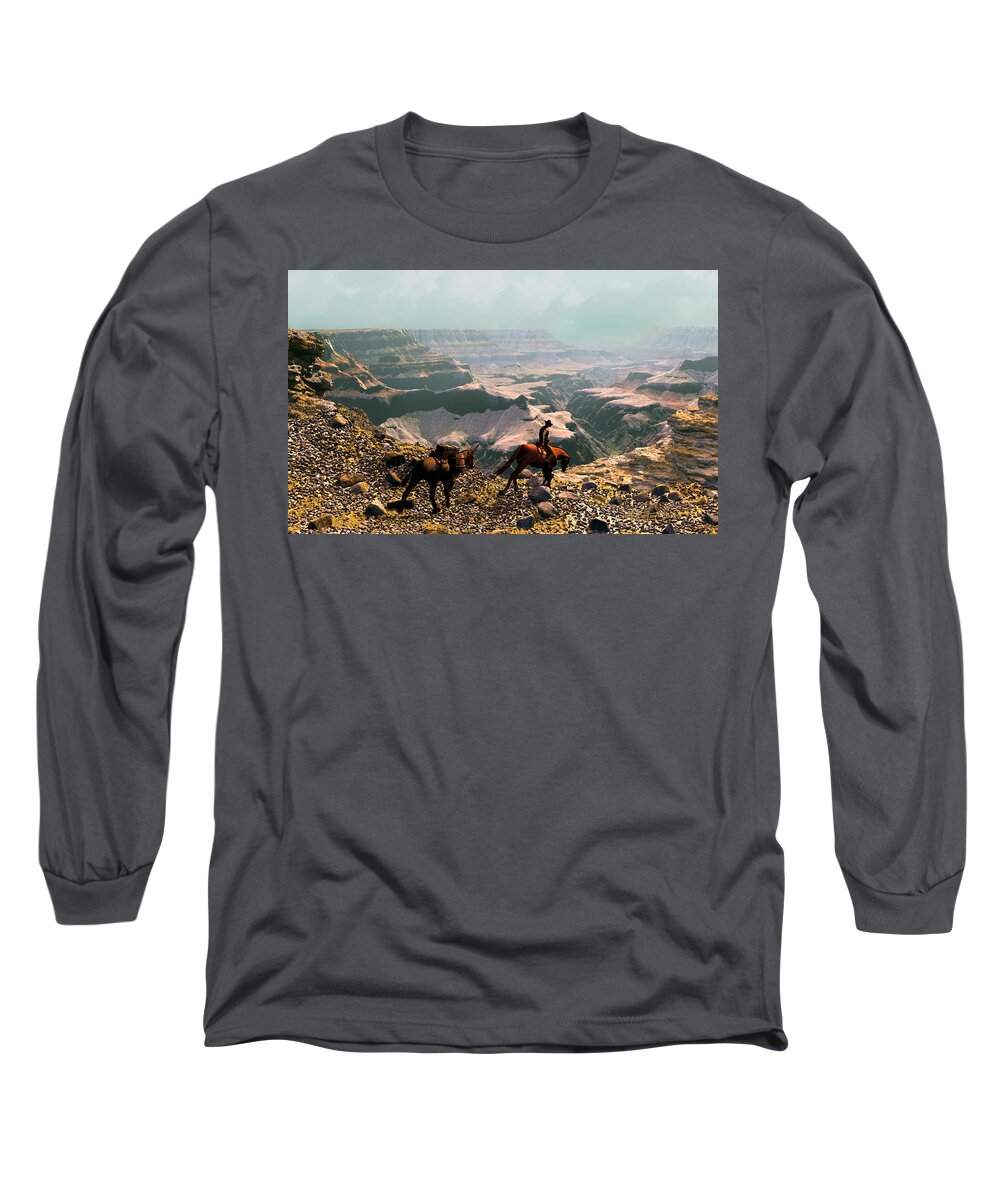 Dieter Carlton Long Sleeve T-Shirt featuring the painting The Sinking Earth by Dieter Carlton