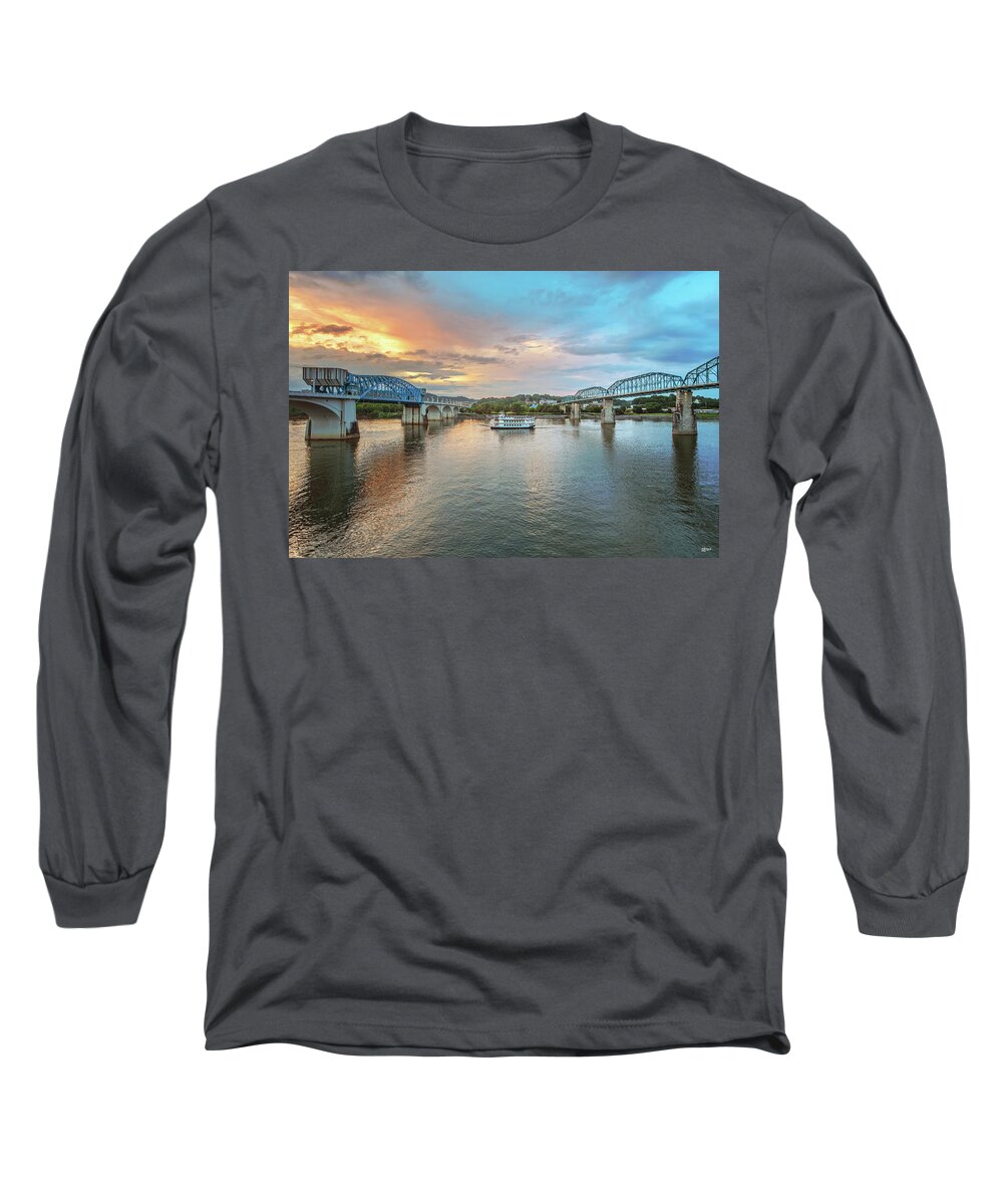 Walnut Street Long Sleeve T-Shirt featuring the photograph The Southern Belle Between The Bridges by Steven Llorca