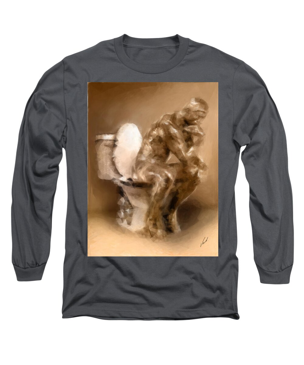 Thinker Long Sleeve T-Shirt featuring the painting Thinker by Vart Studio