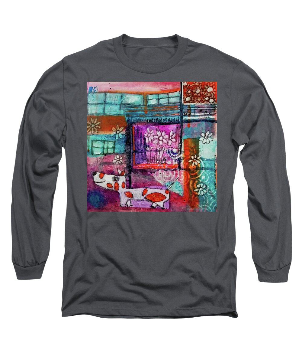 Dog Long Sleeve T-Shirt featuring the mixed media Thinking Happy Thoughts by Mimulux Patricia No