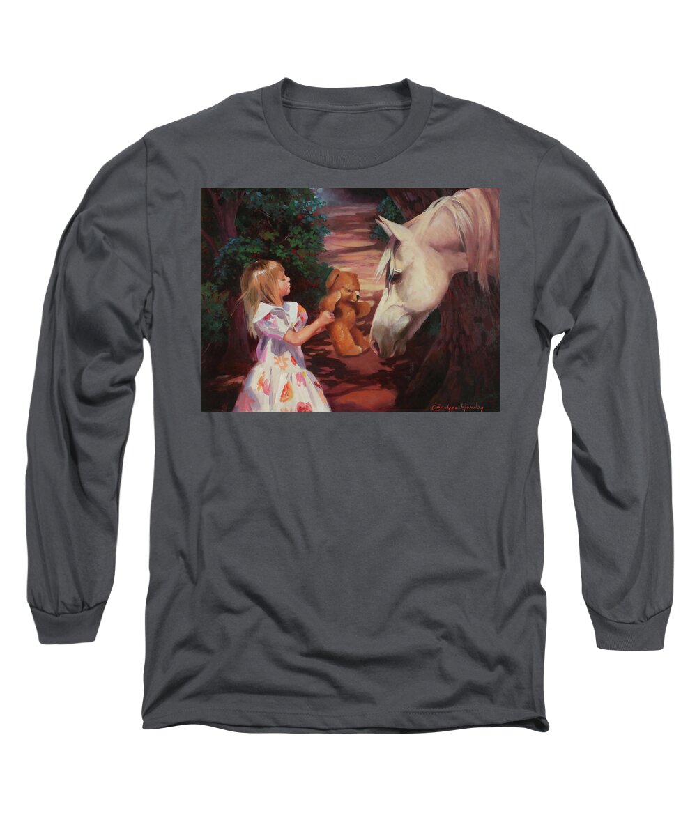 Figurative Oil Painting Long Sleeve T-Shirt featuring the painting This is My Teddy by Carolyne Hawley