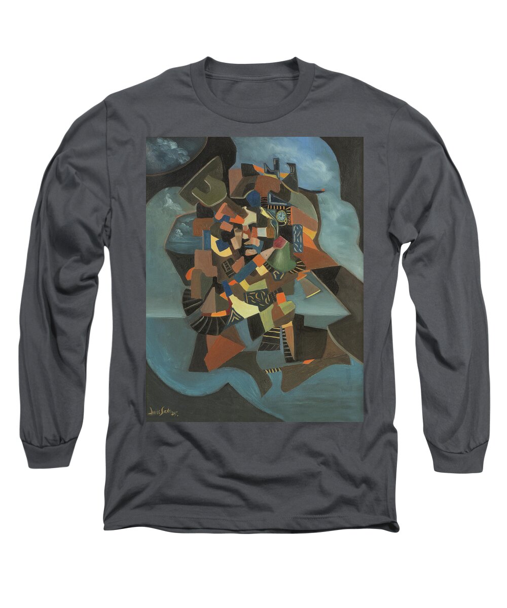 Hans Egil Saele Long Sleeve T-Shirt featuring the painting Traveling Fever by Hans Egil Saele