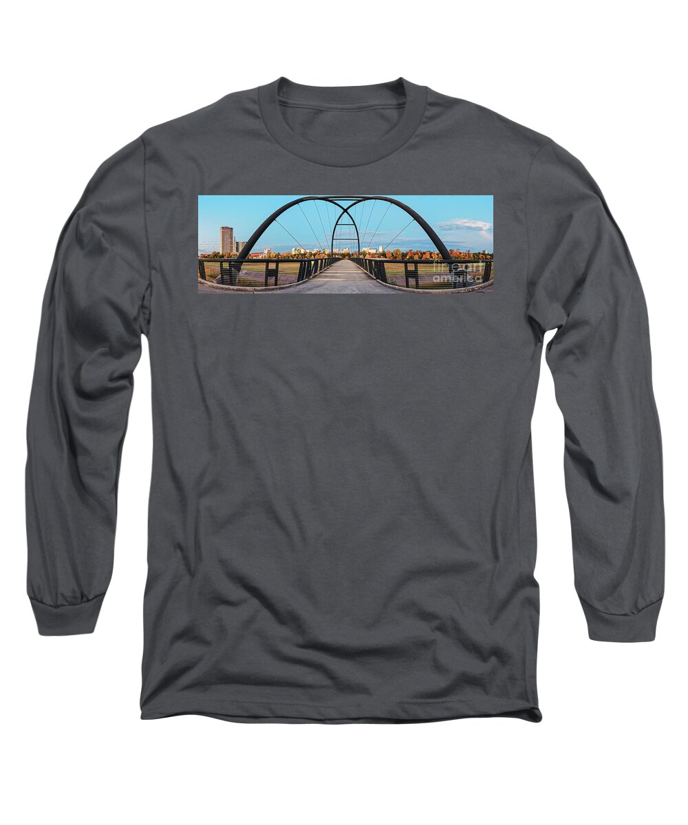 City Long Sleeve T-Shirt featuring the photograph Twilight Panorama of Bill Coats Bridge Over Brays Bayou - City of Houston Texas Medical Center by Silvio Ligutti