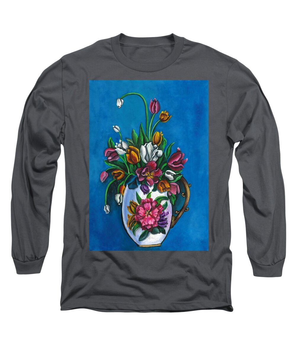 Flowers Long Sleeve T-Shirt featuring the painting Vase of Flowers by Tara Krishna