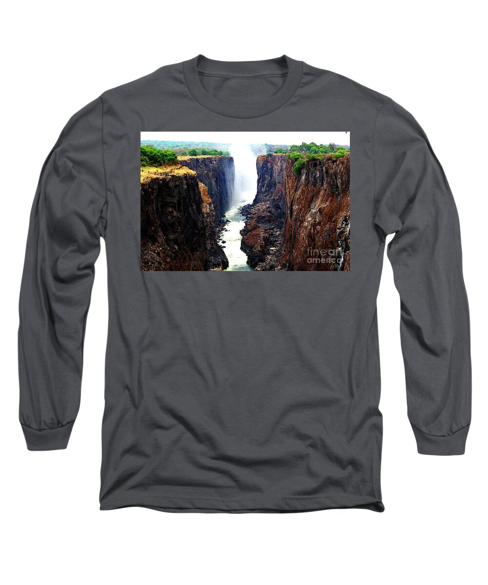 Africa Zambia Victoria Falls October Long Sleeve T-Shirt featuring the photograph Victoria falls by Darcy Dietrich