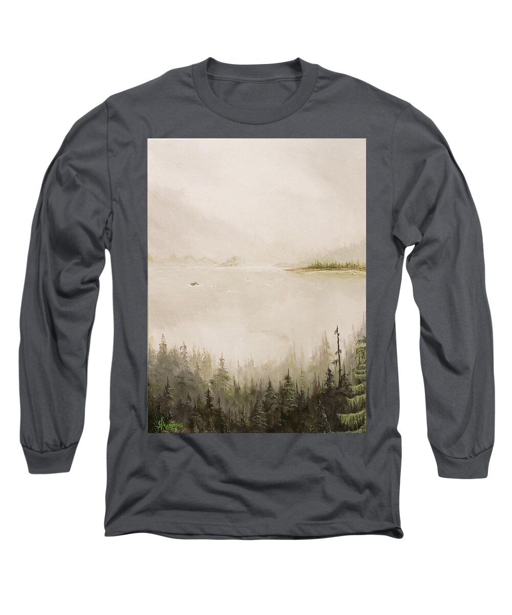 Orpheus Long Sleeve T-Shirt featuring the painting Waiting For The Eagle To Come by James Andrews