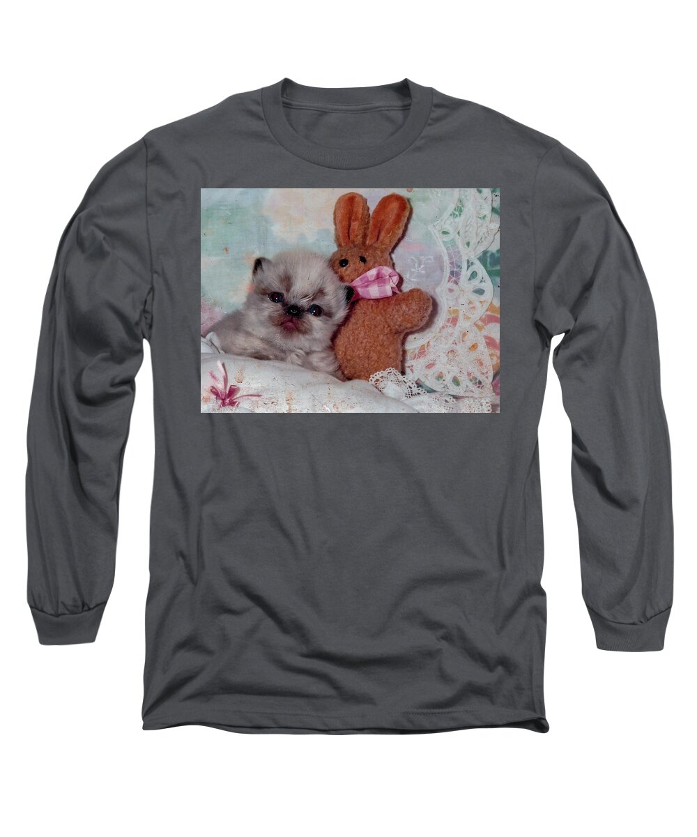 Kitten Long Sleeve T-Shirt featuring the photograph Waki and toy by C Winslow Shafer