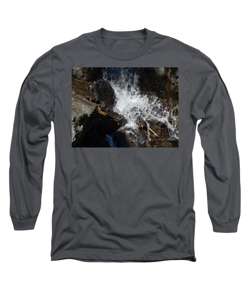 Fountain Long Sleeve T-Shirt featuring the photograph Waterfall in the garden and water fountains by Oleg Prokopenko