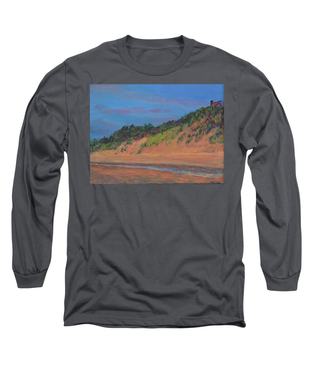 Wellfleet Long Sleeve T-Shirt featuring the painting Wellfleet Beach by Beth Riso
