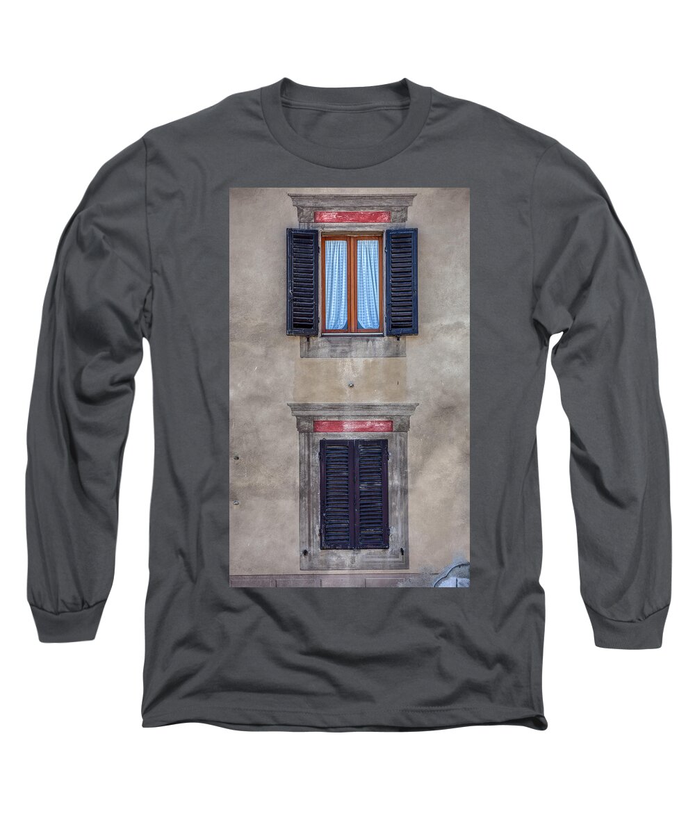 Window Long Sleeve T-Shirt featuring the photograph Windows of Montalcino by David Letts