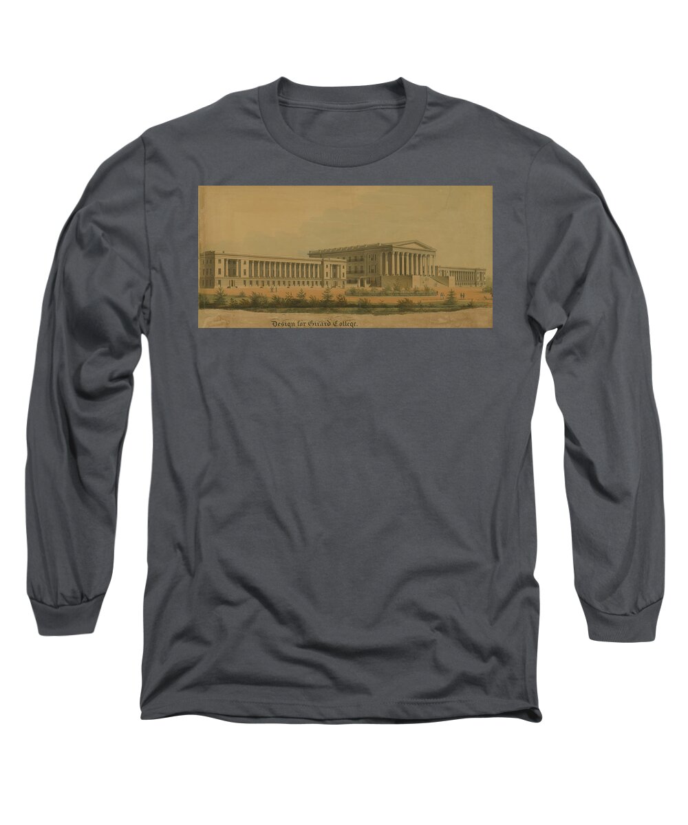 Girard College Long Sleeve T-Shirt featuring the drawing Winning Competition Entry for Girard College by Thomas Ustick Walter