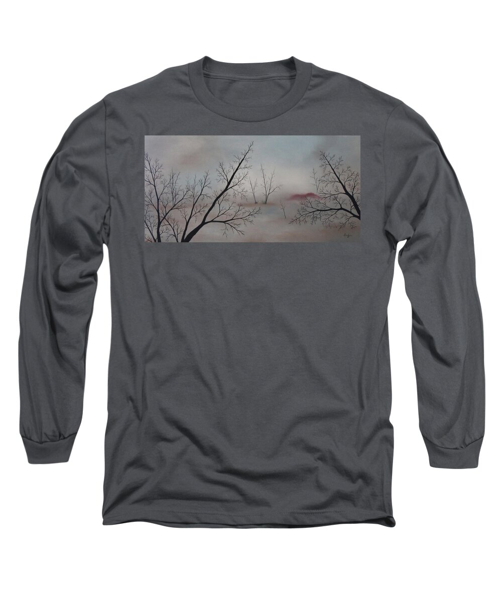 Winter Long Sleeve T-Shirt featuring the painting Winters Edge by Berlynn