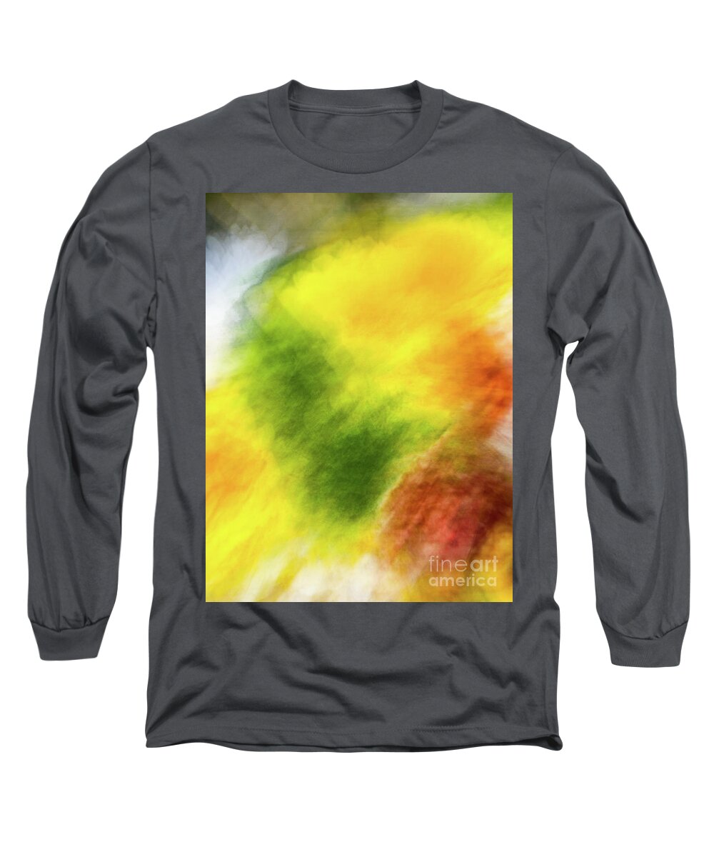 Abstract Long Sleeve T-Shirt featuring the photograph Yellow and green abstract by Phillip Rubino