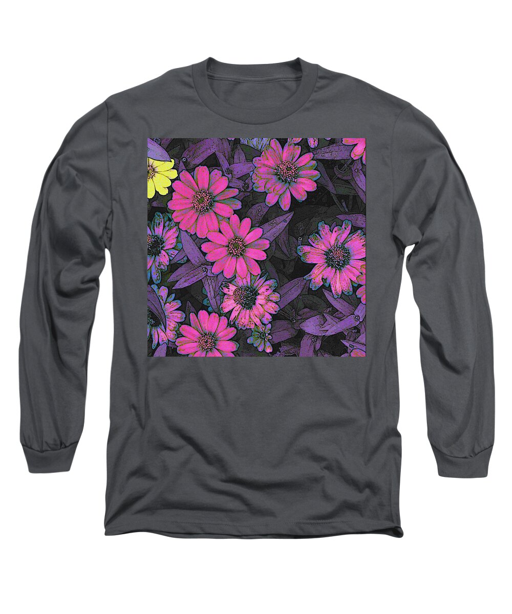 Contrasting Long Sleeve T-Shirt featuring the photograph Yellow Peeking At Violet by Rod Whyte