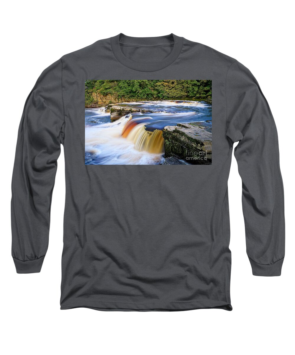 River Cascade Long Sleeve T-Shirt featuring the photograph Yorkshire Waterfall by Martyn Arnold