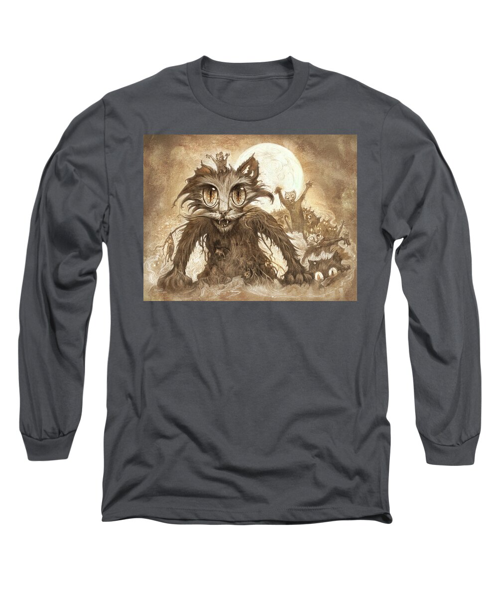 Jeff Haynie Long Sleeve T-Shirt featuring the painting Zombie Cats 3 by Jeff Haynie