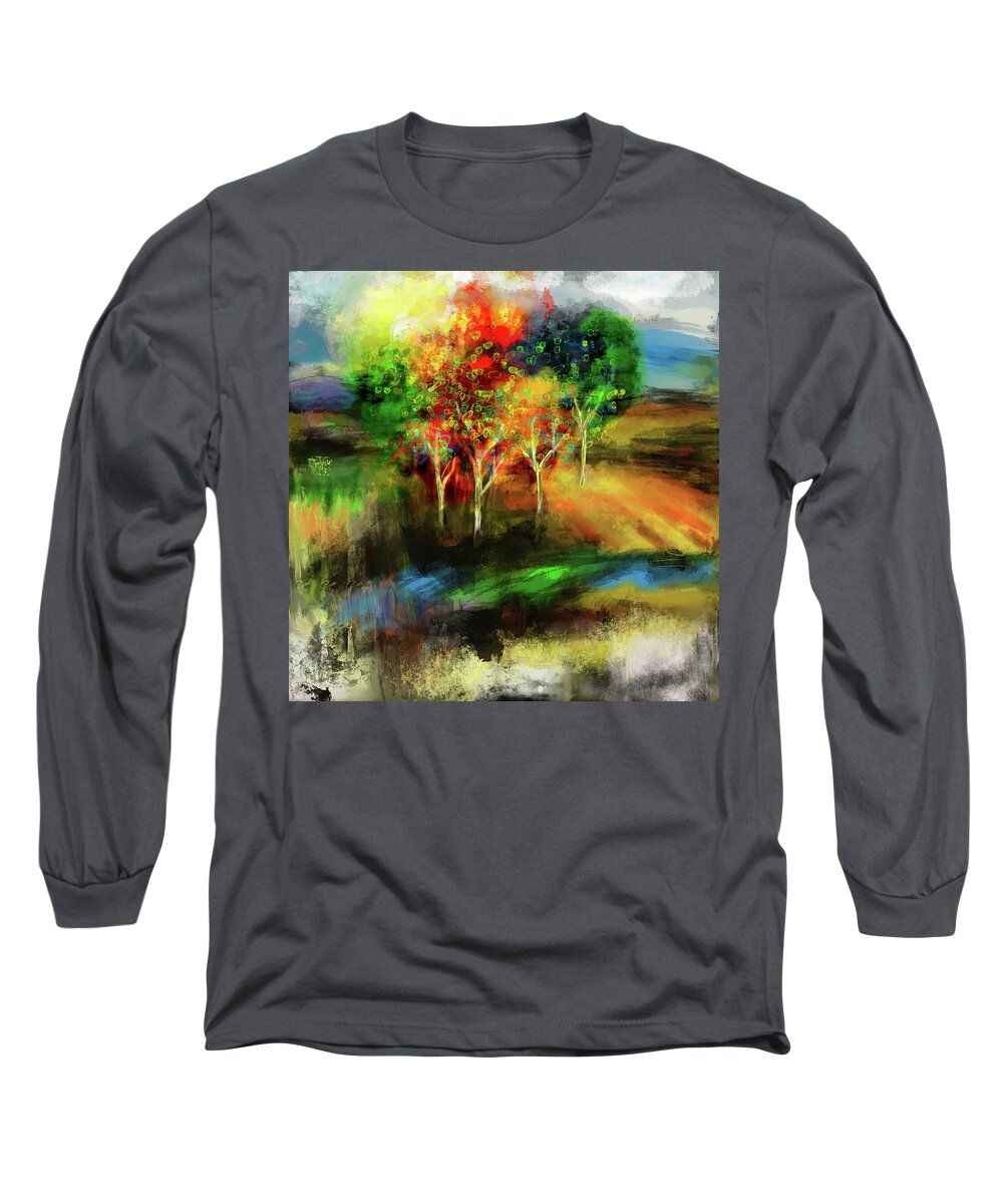 Abstract Long Sleeve T-Shirt featuring the painting A crop of jewels by Jeremy Holton