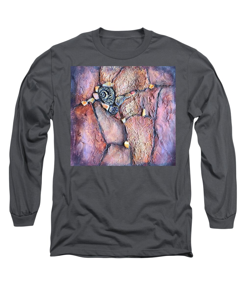 Abstract Long Sleeve T-Shirt featuring the mixed media Abalone Earth II #1 by Terry Ann Morris