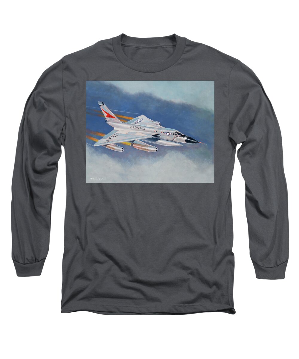 Aviation Long Sleeve T-Shirt featuring the painting Convair B-58A Hustler #1 by Douglas Castleman