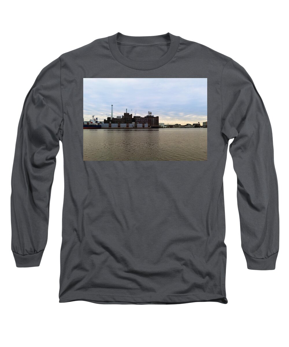 Baltimore Long Sleeve T-Shirt featuring the photograph Domino Sugar #1 by Chris Montcalmo