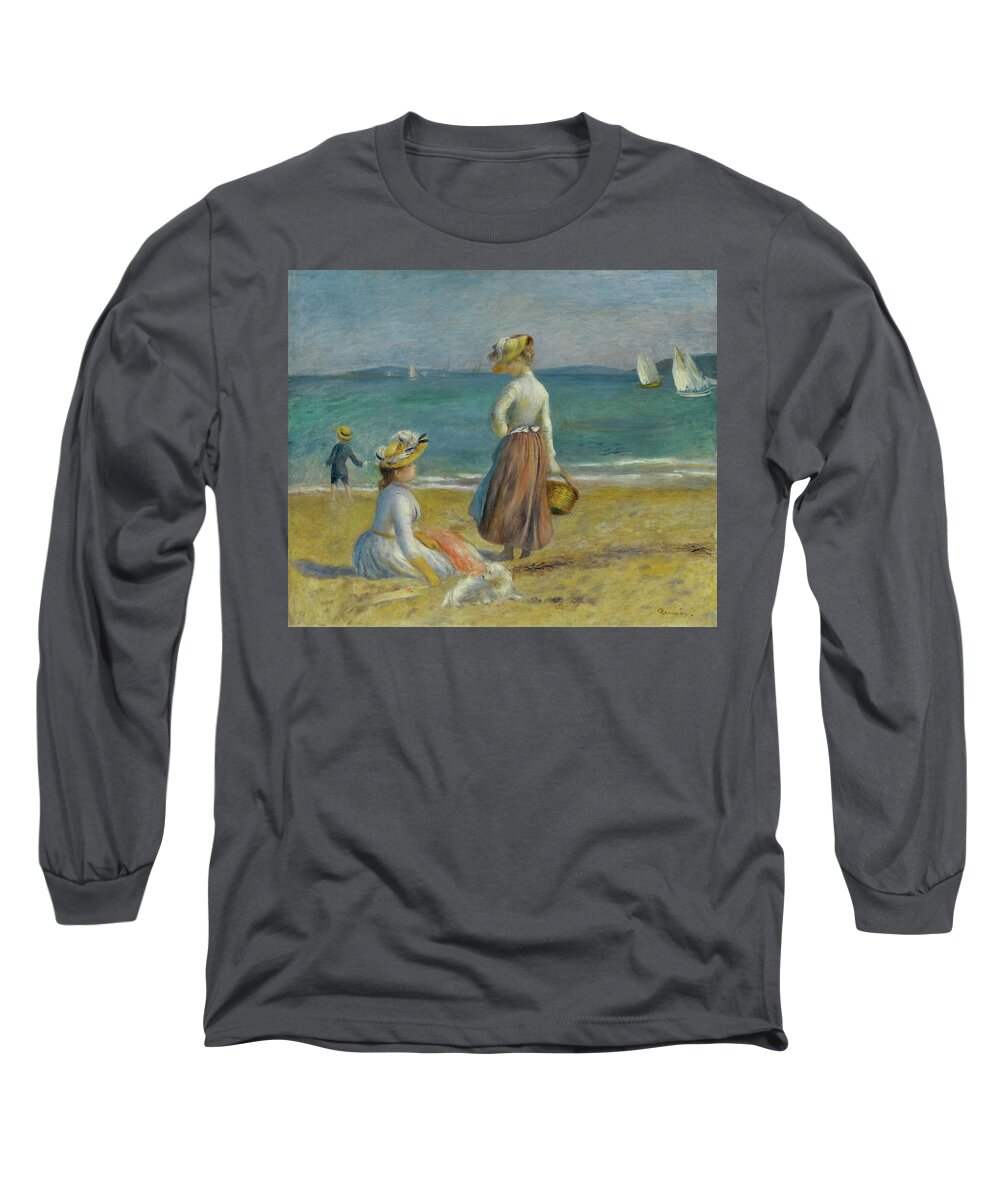 19th Century Art Long Sleeve T-Shirt featuring the painting Figures on the Beach, from 1890 by Auguste Renoir