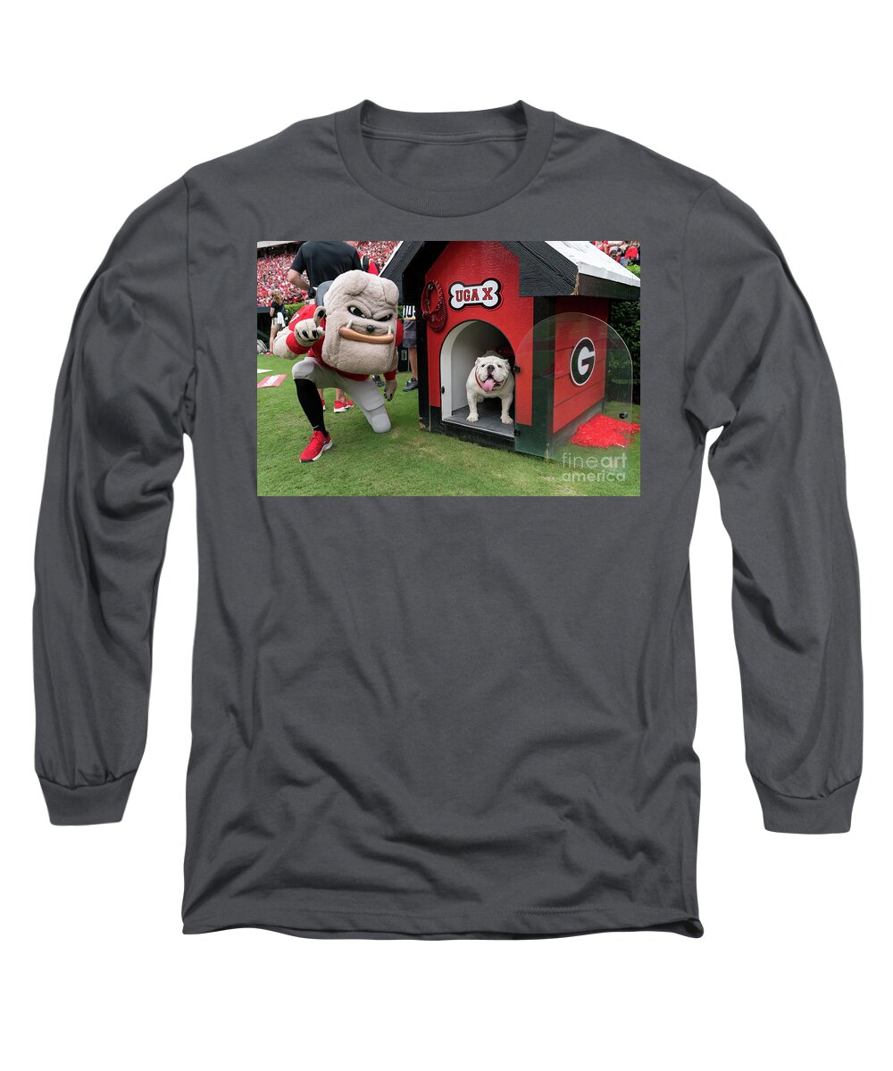 American Football - Sport Long Sleeve T-Shirt featuring the photograph Hairy Dawg Mascot University of Georgia - Athens GA #1 by Sanjeev Singhal