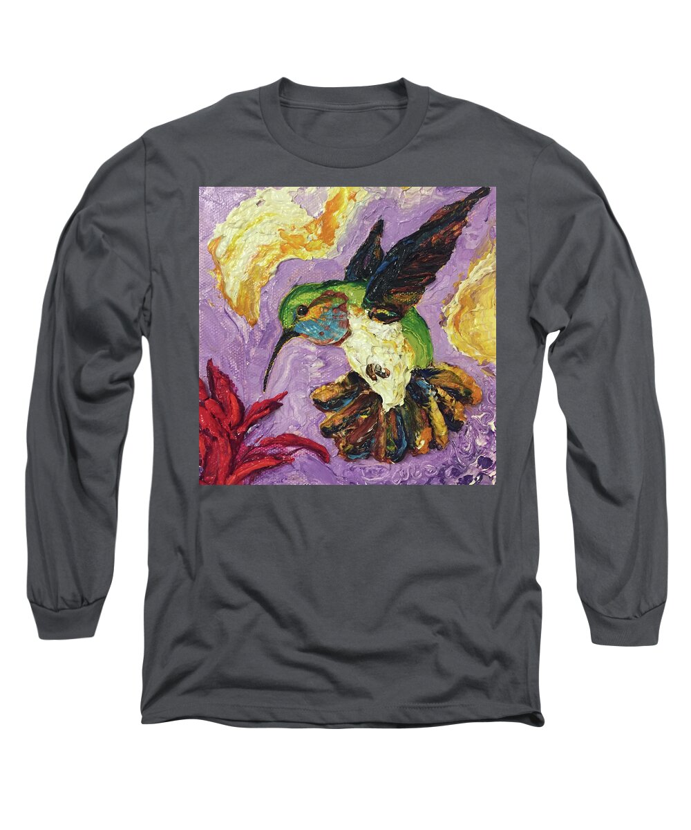 Hummingbird Long Sleeve T-Shirt featuring the painting Hummingbird #2 by Paris Wyatt Llanso