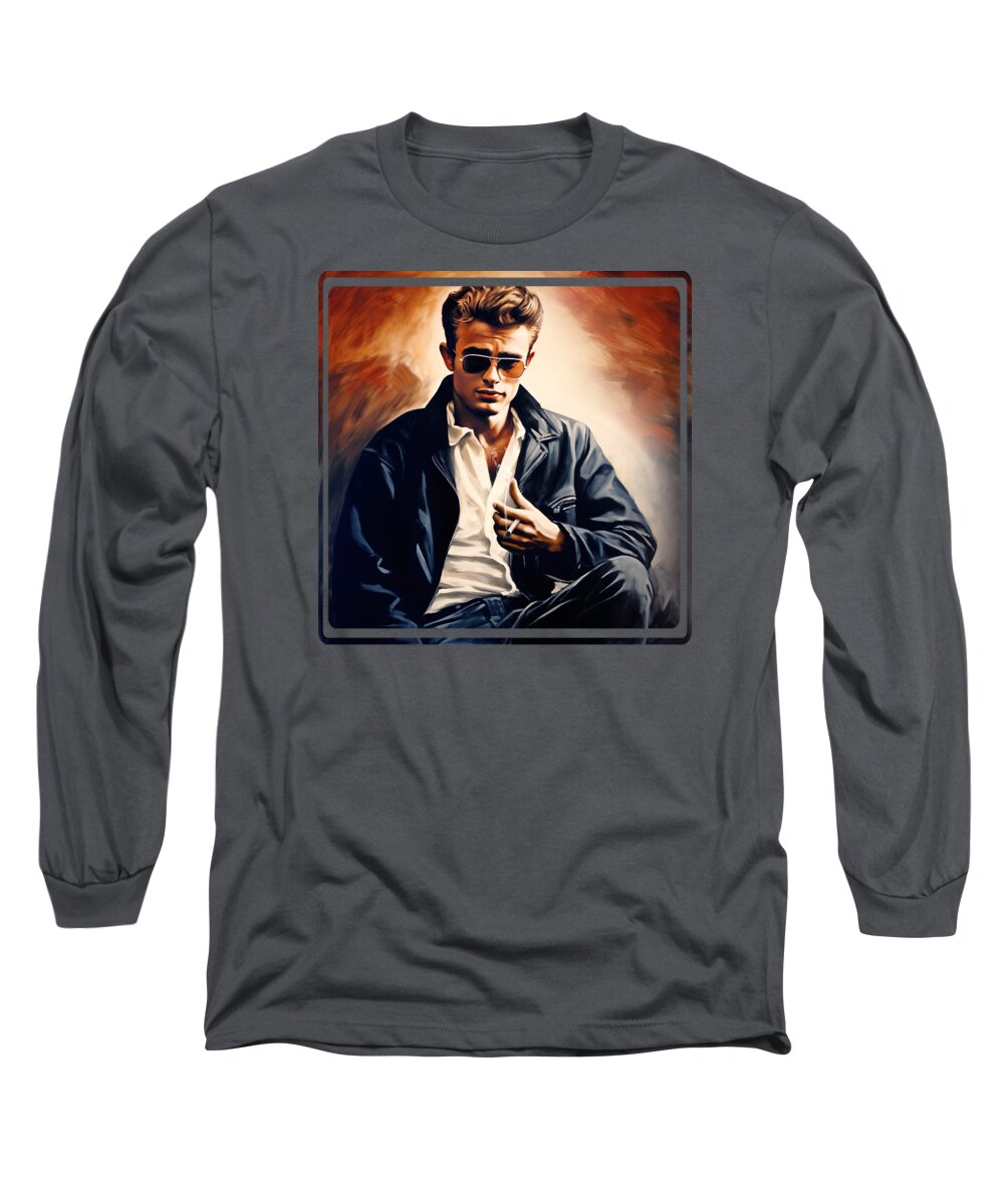 James Dean Long Sleeve T-Shirt featuring the painting James Dean 5 #2 by Mark Ashkenazi
