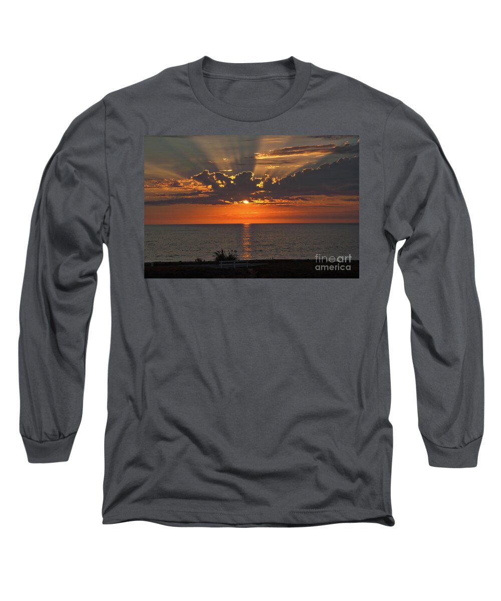 Ocean Long Sleeve T-Shirt featuring the digital art Pacific Ocean Sunset by Kirt Tisdale