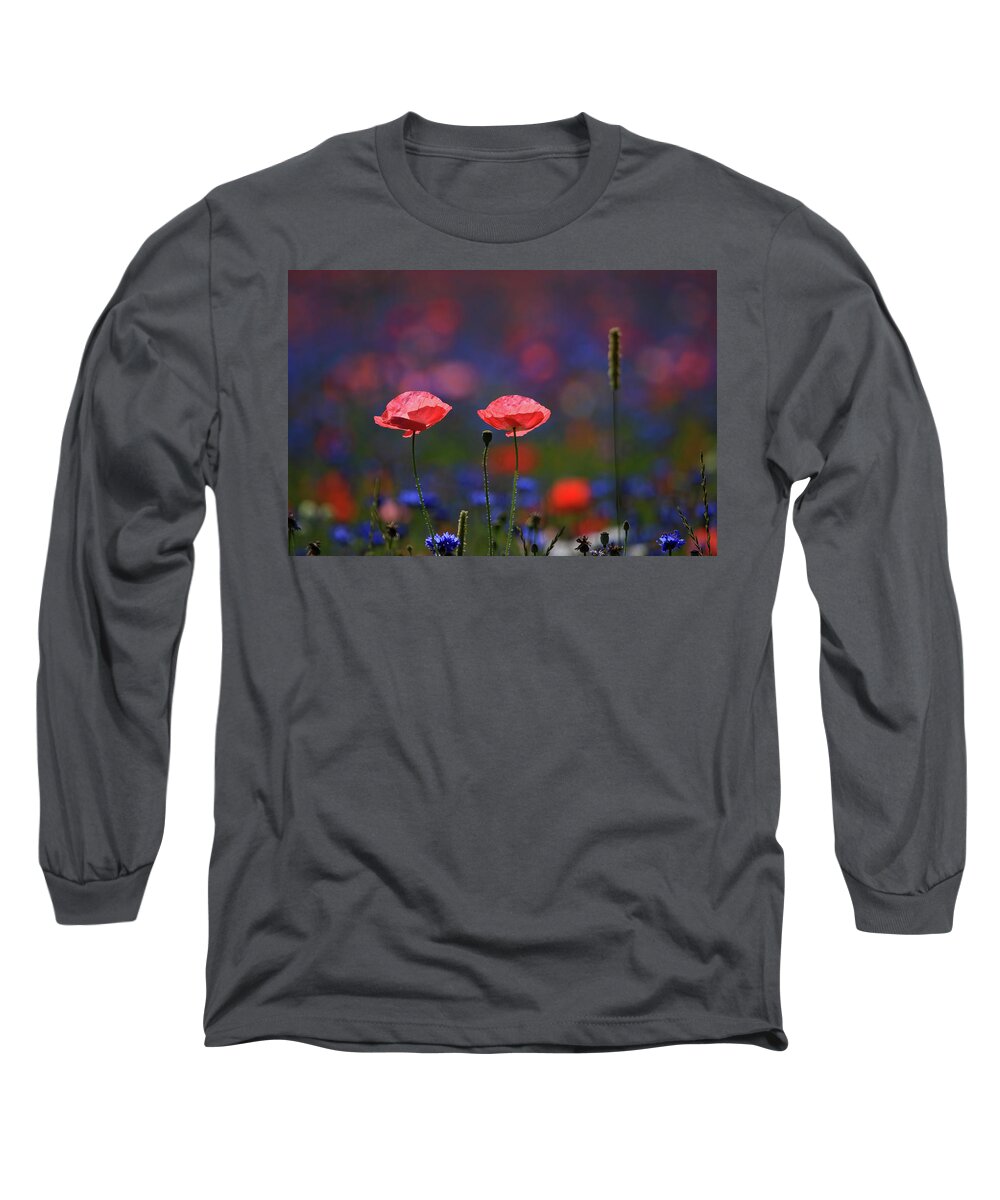 Poppy Flowers Long Sleeve T-Shirt featuring the photograph Poppy Flowers #1 by Shixing Wen