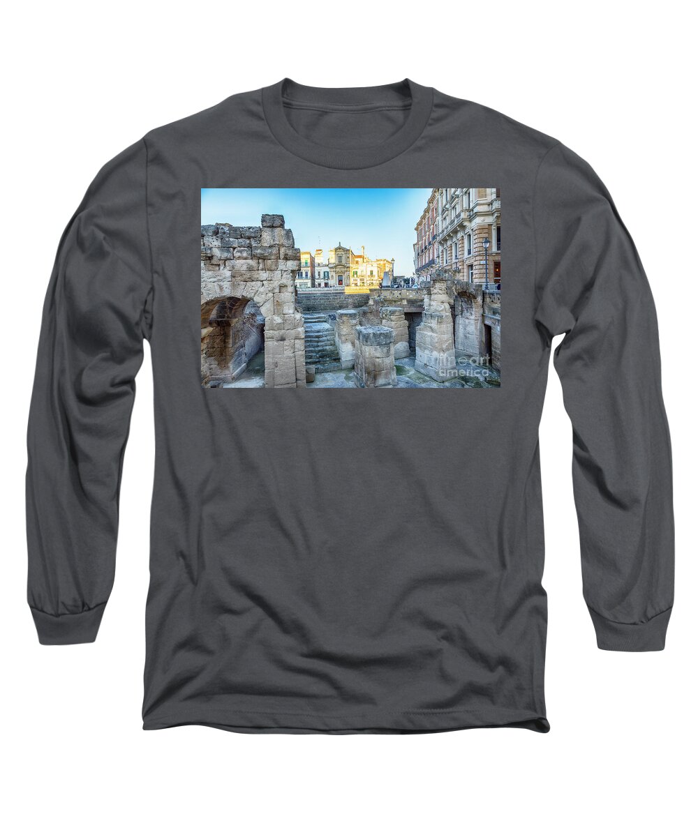 Roman Long Sleeve T-Shirt featuring the photograph Roman amphitheatre of Lecce, Italy #1 by Ariadna De Raadt