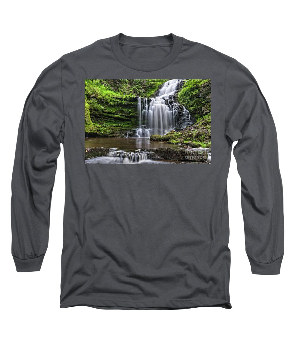 England Long Sleeve T-Shirt featuring the photograph Scaleber Force, near Settle #1 by Tom Holmes Photography