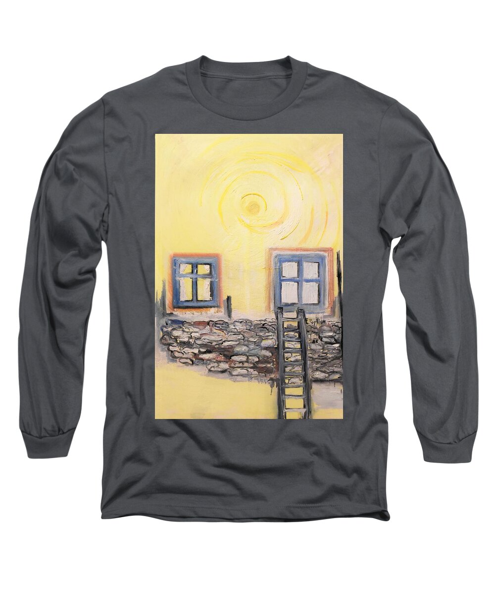 Abstract Long Sleeve T-Shirt featuring the painting Sunrise #3 by Evelina Popilian