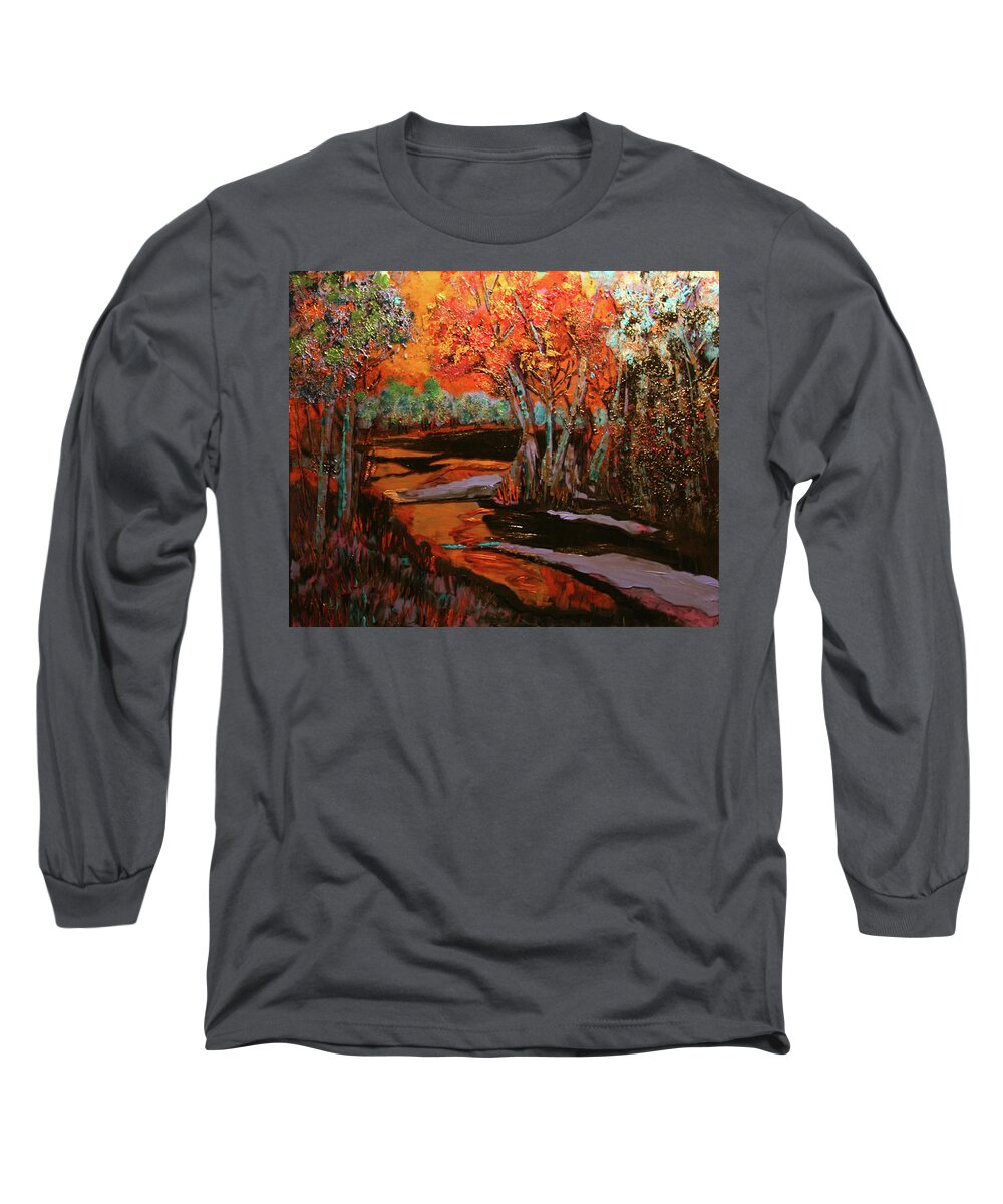 Trees Long Sleeve T-Shirt featuring the painting THe Magic Hour #2 by Marilyn Quigley
