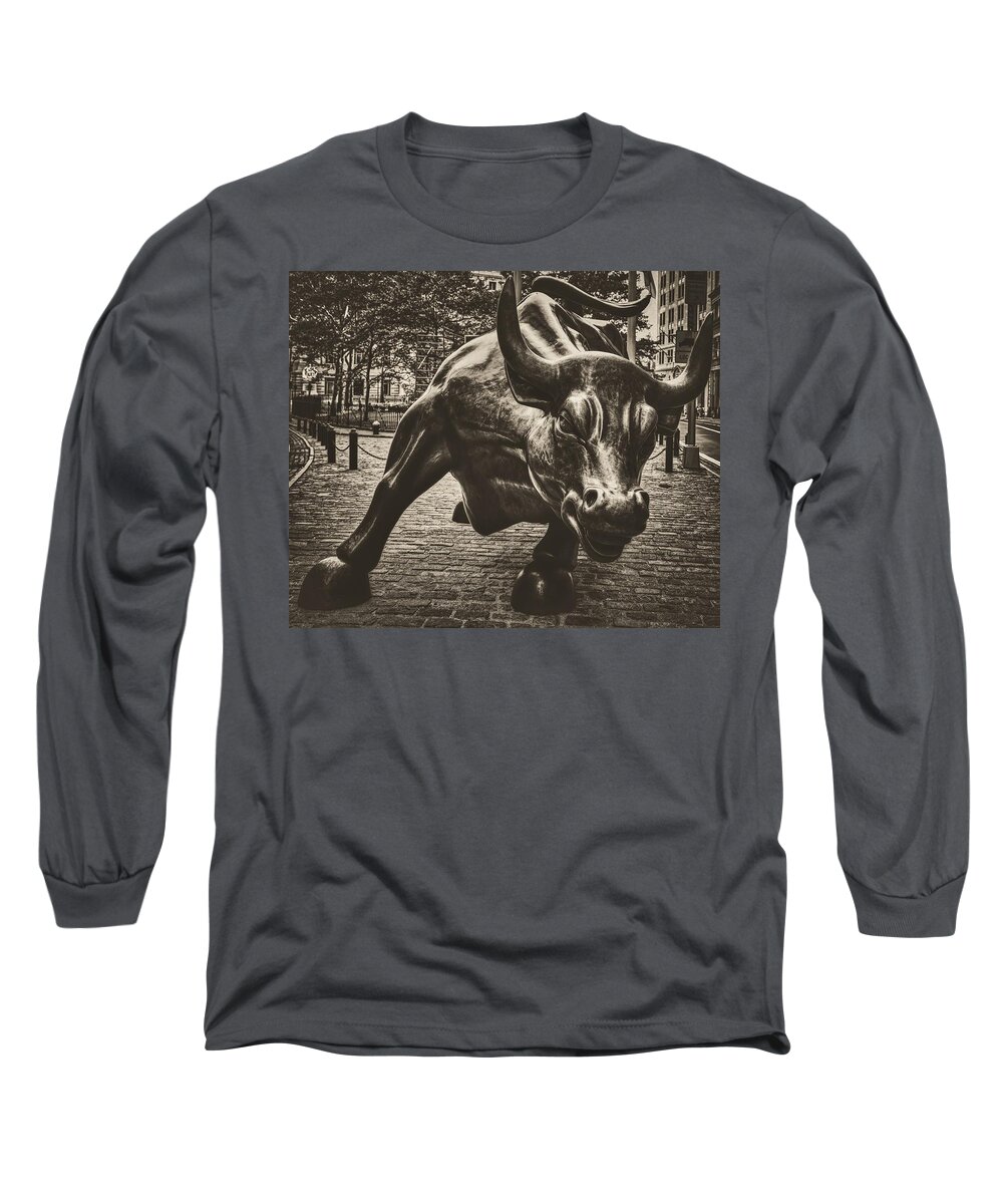 Bull Long Sleeve T-Shirt featuring the photograph The Wall Street Bull #1 by Mountain Dreams