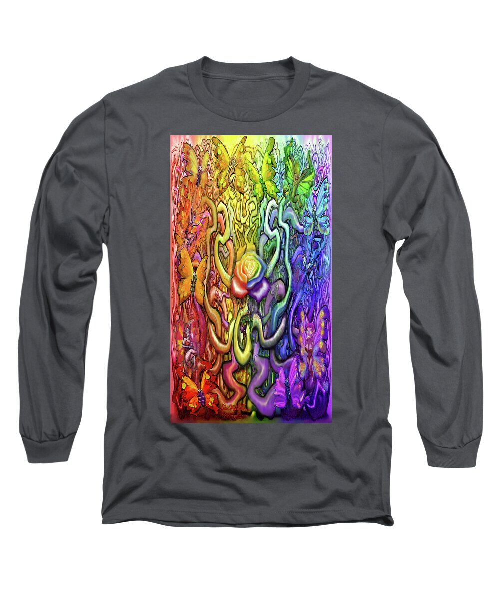 Twisted Long Sleeve T-Shirt featuring the digital art Twisted Rainbow Magic #1 by Kevin Middleton