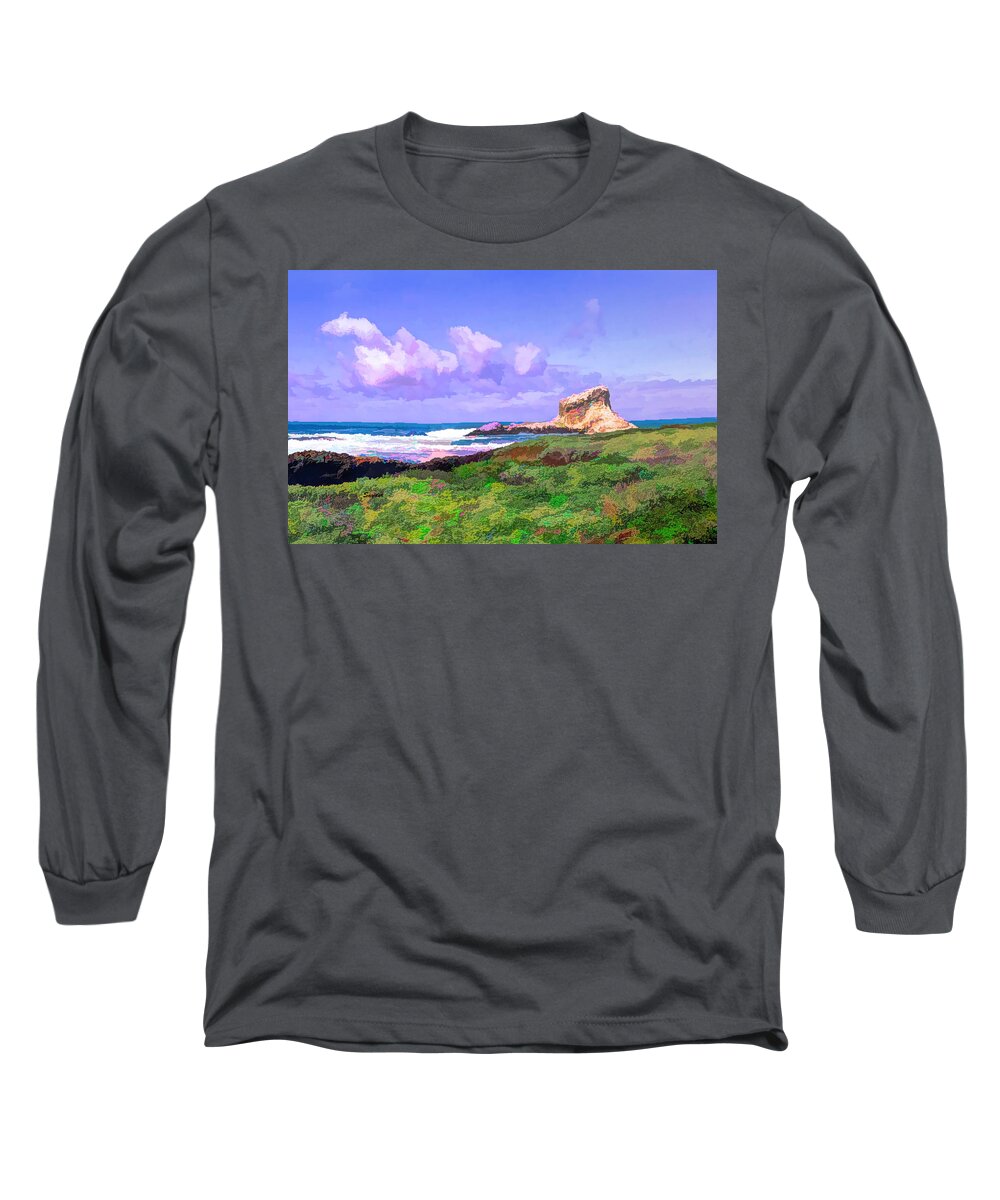Seascape Long Sleeve T-Shirt featuring the photograph White Rock Off Piedras Blanca Detail #1 by Floyd Snyder