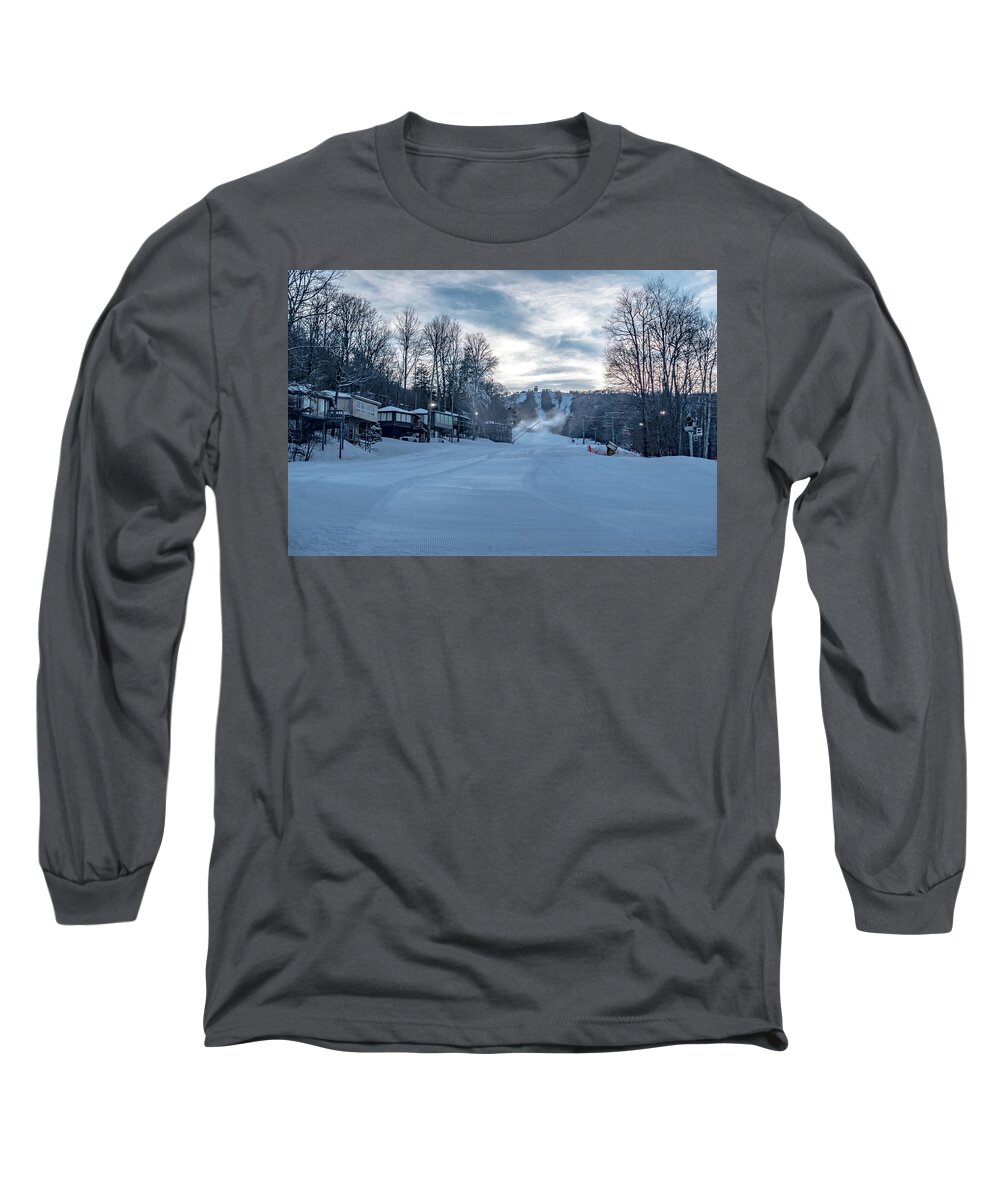 Sun Long Sleeve T-Shirt featuring the photograph Skiing At The North Carolina Skiing Resort In February #10 by Alex Grichenko