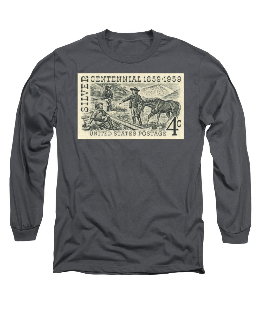 Postage Long Sleeve T-Shirt featuring the photograph 1959 Silver Postage Stamp by Greg Joens