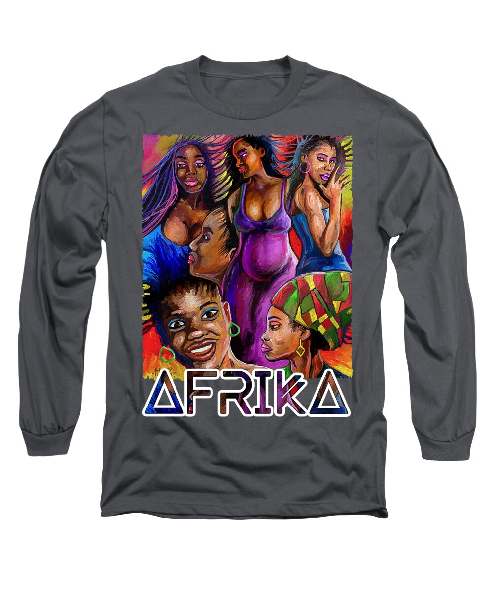 Sexy Long Sleeve T-Shirt featuring the painting Africa #2 by Anthony Mwangi